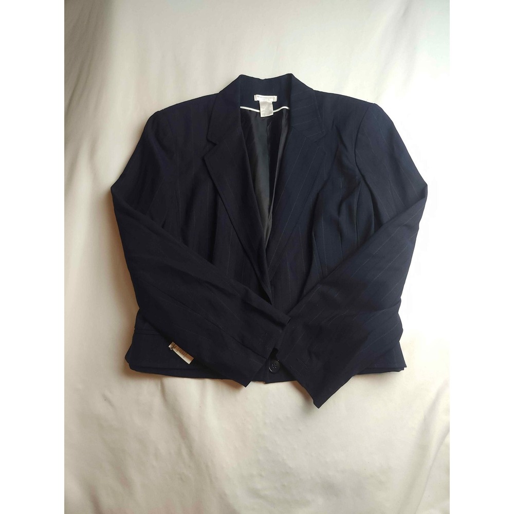 Worthington Stretch Navy Blue Pinstripe Blazer Jacket Womens 14T